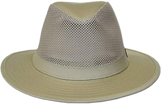 Panama Jack Mens Mesh Safari Hat Khaki